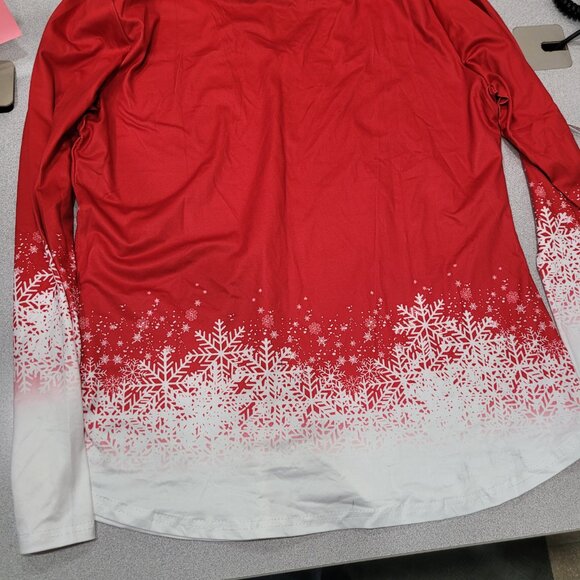 (4 For $20) Festive Holiday Top in Red White sz XL - Picture 3 of 7
